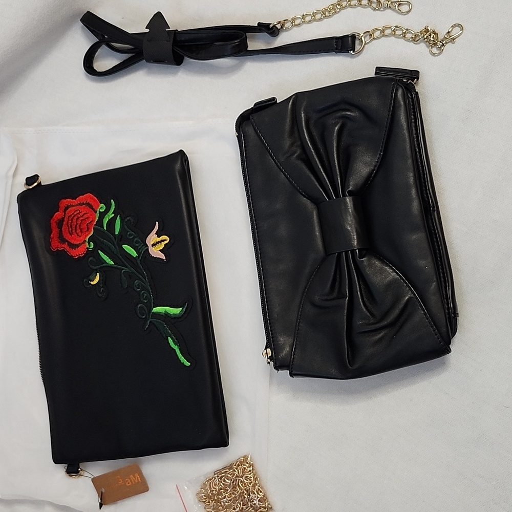 Avon Bow  & Hello 3am Embroidered Crossbody/Clutch Bag Set